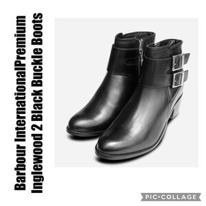Barbour InternationalPremium Inglewood 2 Black Buckle Boots Size 7